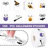 500Pcs/Roll Funny Halloween Decorative Stickers Cute Pumpkin Ghost Skull Spider Bat Label Decal Graffiti Stickers Diy Phone