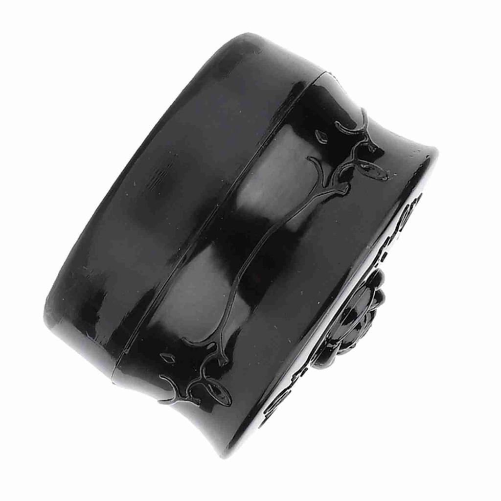 Vintage Rose Empty Makeup Loose Powder Dispenser Box Cosmetic Case with Powder Puff Black