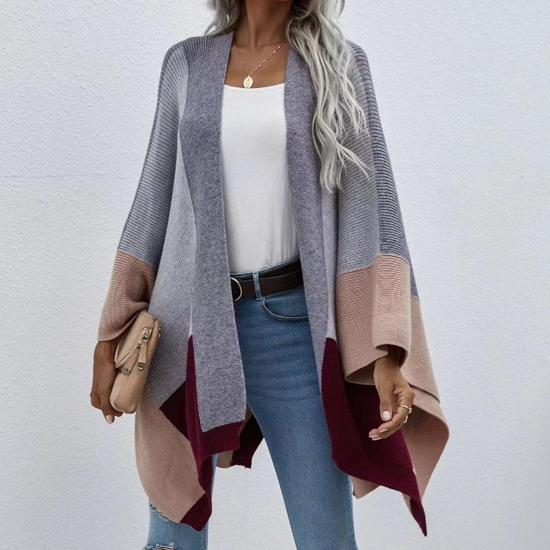 IHUASU Осенне-зимний женский клетчатый большой размер свободный вязаный кардиган куртка джемпер женский