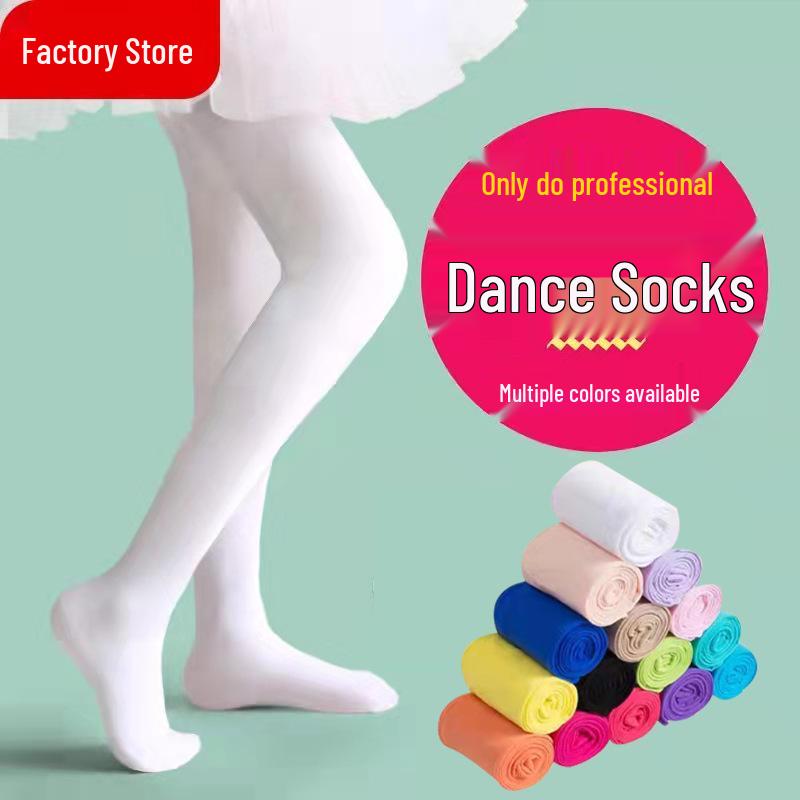 Girls' Spring/Summer 80D White Ballet Tights - Velvet Dance Socks