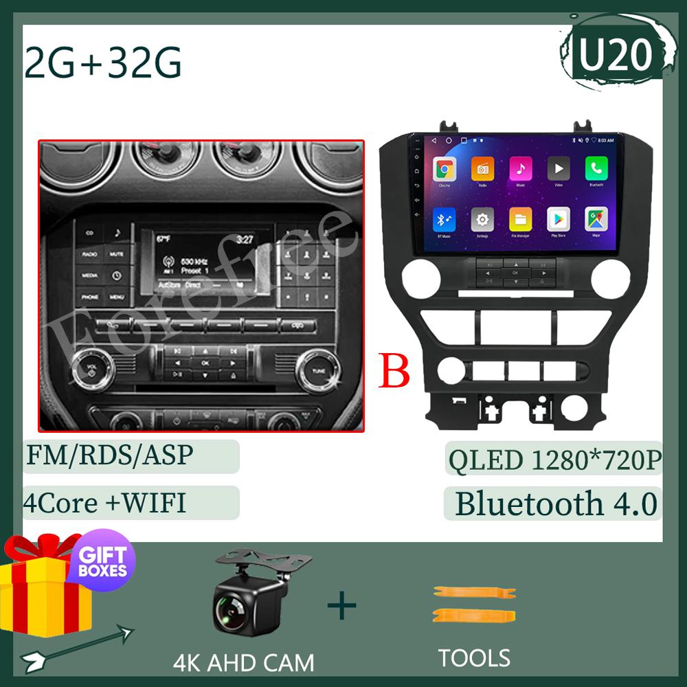 Android 14 для Ford Mustang 6 VI S550 2014 - 2025 Автомобильный Радио Мультимедиа Видео Плеер Стерео Carplay Навигация GPS WIFI QLED DVD