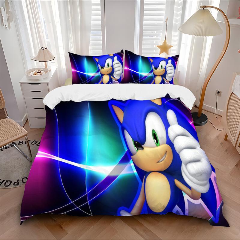 Sonic Hedgehog Thumb Up Print 3Pcs Bedding Setduvet Cover With 2 Bedropillowcase Home Birthday Gift