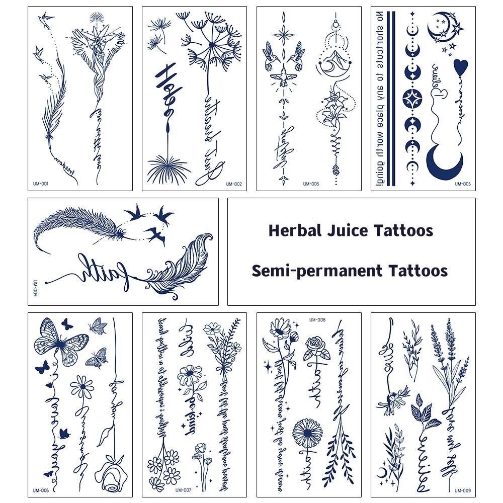 1 Sheets Waterproof Semi Permanent Long Lasting Fake Tattoos Women's Arm Fake Tattoos Herbal
