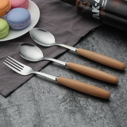HANYANG креативная деревянная ручка из нержавеющей стали, западный нож и вилка, бытовая гостиничная ложка, рисовая ложка, суповая ложка, десертная ложка
