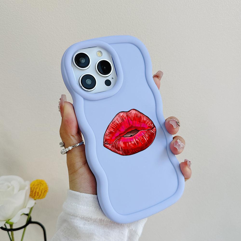 Ae87 Lips Kiss Digital Art Protective Phone Cases for Samsung S24 Plus S23 Ultra A14 A55 A06 Honor X9b Motorola OnePlus Big Wave TPU Back Cover