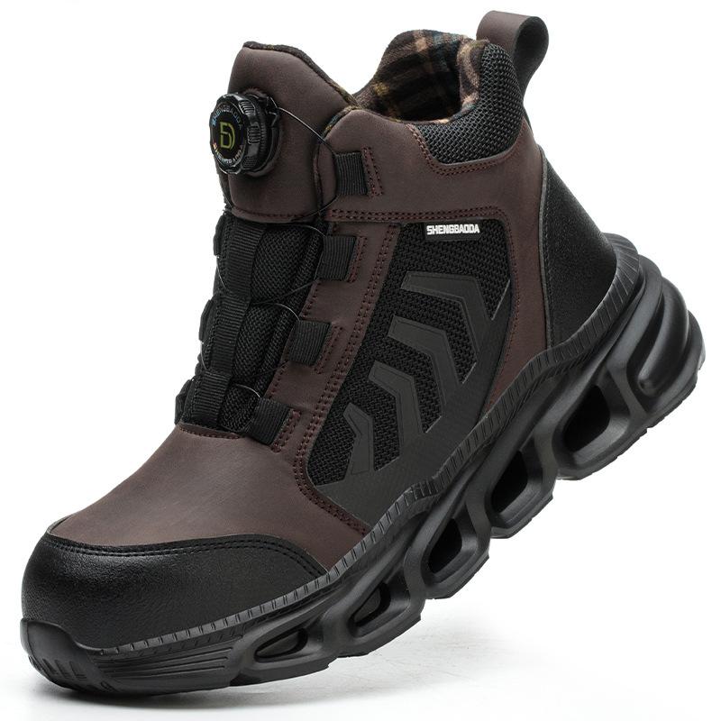 Winter Work Shoes Man Plastic Toe Sneakers Construction Site Lightweight Non-slip Safety Shoes with Rotary Button Safety Boots