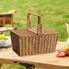 Корзина для пикника с двойной крышкой 15,3x10,2x13,7 дюймов для походов, прочная, портативная, для хранения покупок