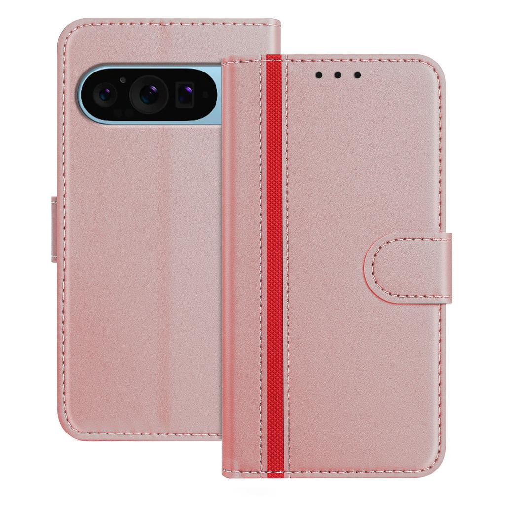 For Google Pixel 9 Pro Phone Cases Wallet Stand Color Splicing Leather Cover with Magnetic Clasp