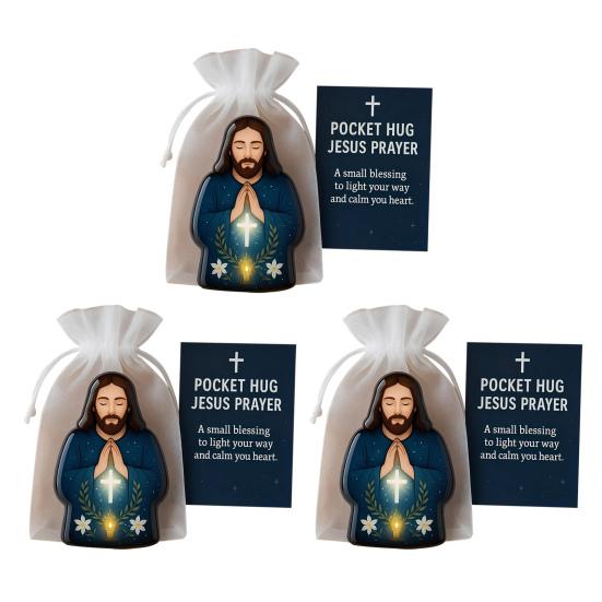 Pocket Hug Jesus Gift Blessing Jesus Prayer Figurine with Card Christian