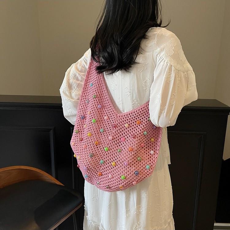 Сумка-хобо большой вместимости, плетеная, женская, летняя, новая, для покупок, соломенная, для пляжа, для отпуска на море
