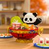 Winter Panda Hot Pot Decoration Model Assembled Children's Chinese Building Blocks Toys