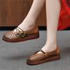 Flat Sandals Genuine Leather Hollow-out Breathable Retro Soft Soled Women's Shoes