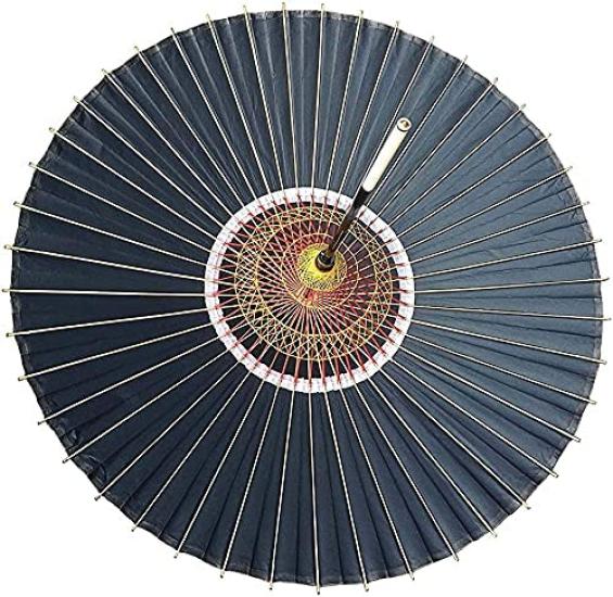 Змеиный глаз Дождь Японский винил Черный зонт, Зонт, Ханнари, Водонепроницаемый, Зонт, С покрытием, Двухступенчатый,