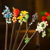 1Pc Updo Ancient Headwear Flower Hairpin Fresh Wood New Chinese Style Tassel Tassel Hairpin