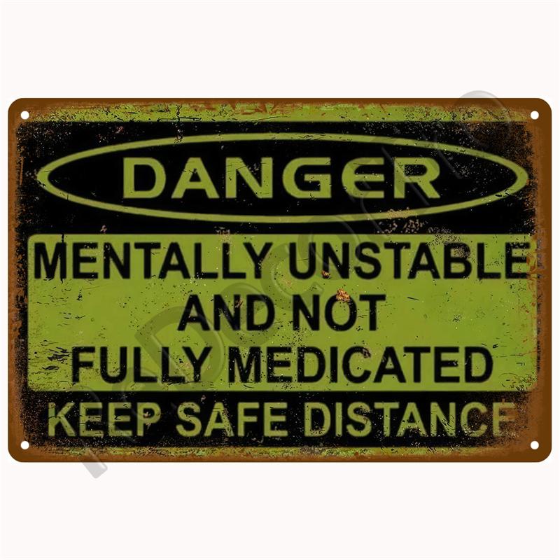 Vintage Danger Caution Metal Sign Warning Notice Zone Tin Sign Wall Decor For Home Bars Garage Cafe Club Man Cave Pubs Plaque