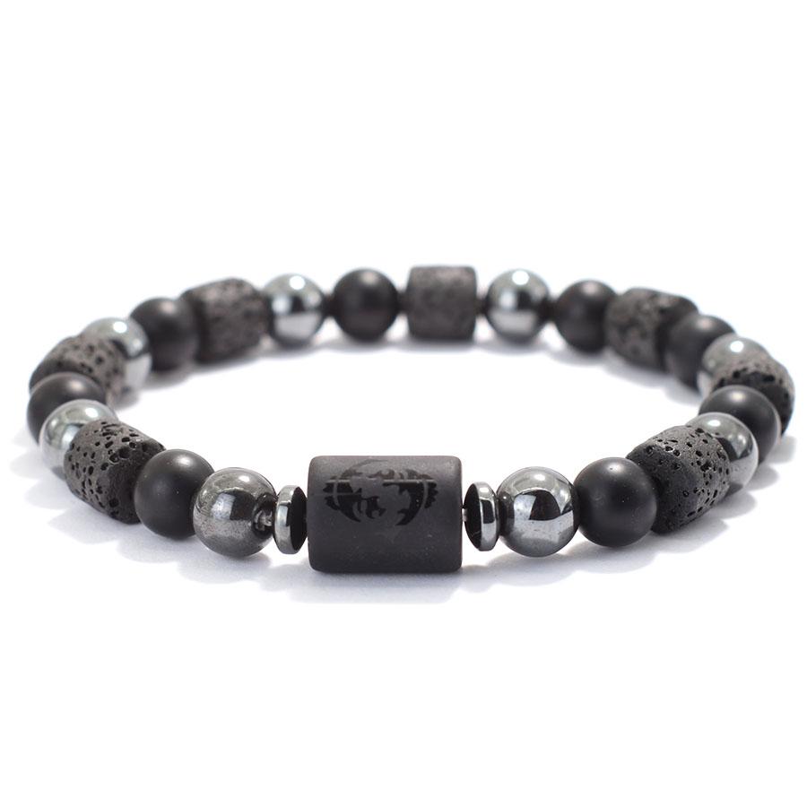 Twelve Constellations Men Bracelet Obsidian Lava Stone Braclet Retro Beads Hematite Yoga Healing Braslet Couple Wrist Accessories Gift For Him