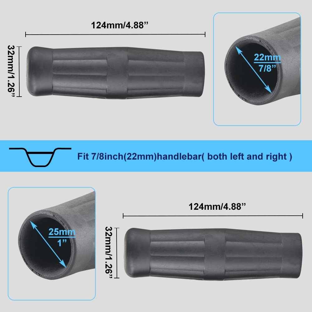 KATUR Motorcycle Hand Grips 7/8''22mm 24mm Rubber Handlebar Grip Retro Rubber Bike Vintage
