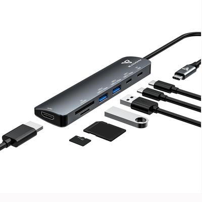 Blackohm USB C Хаб USBHUB Хаб Выход HDMI Передача данных PD100W Быстрая зарядка 5 Гбит/с Кардридер SD Кардридер MicroSD Карта Совместим с