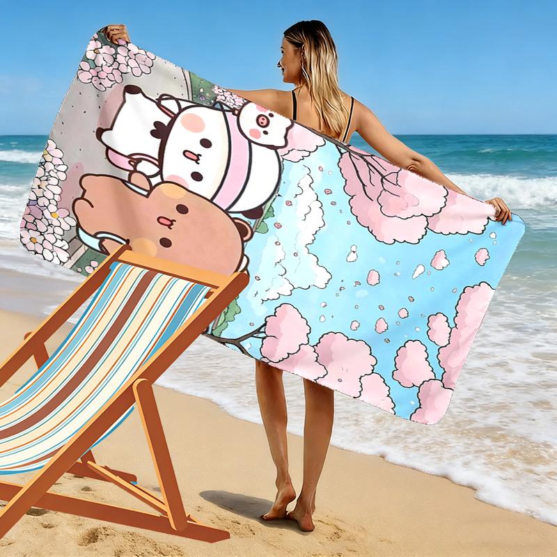 Bubu Dudu Print Beach Towel, Large Soft Quick Dry Towel for Beach Camping Swimming