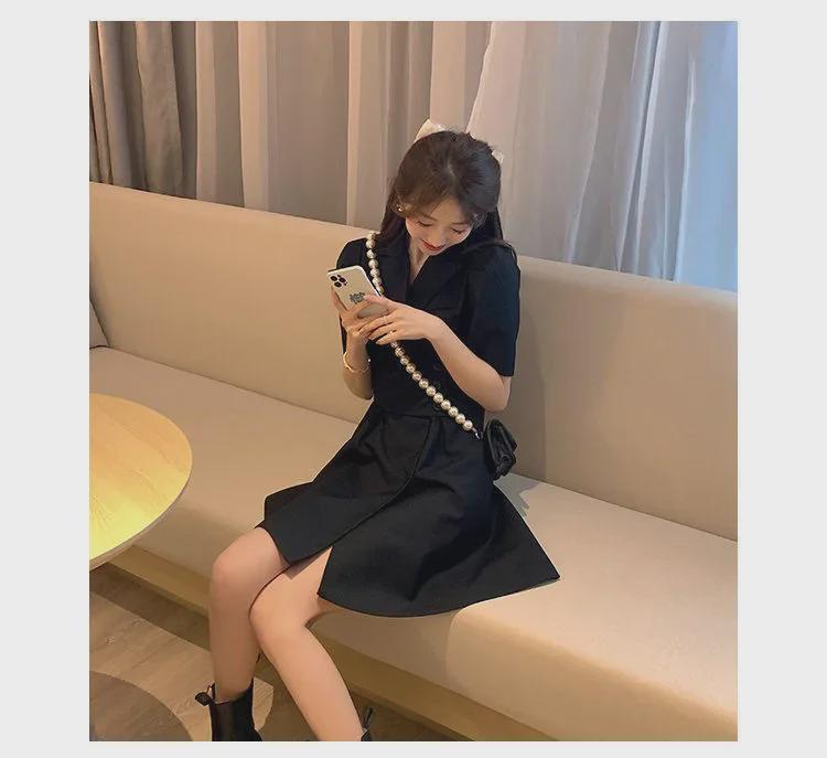 Женское летнее платье-костюм 2023 года с утягивающим воротником – короткий рукав, стиль High-End