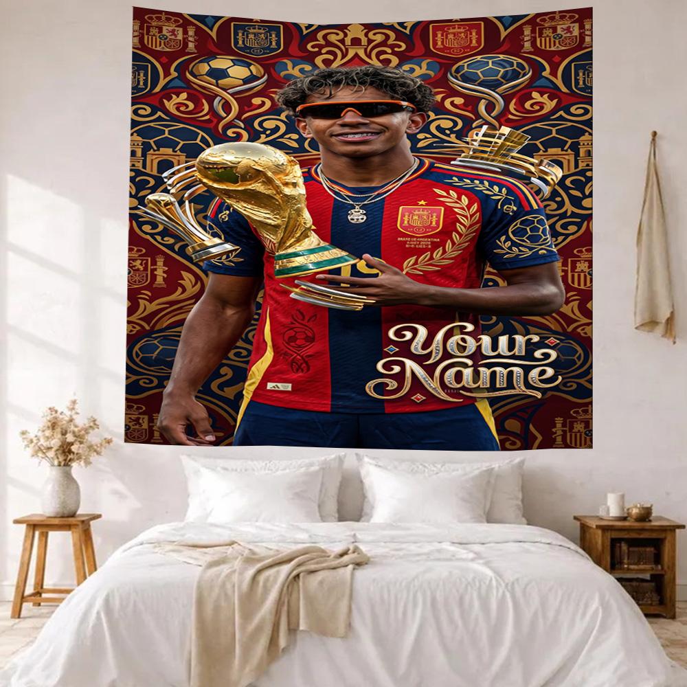 Lamin Yamal Custom Your Name Wall Decor Tapestry Art For Pet Memorial Birthdaywedding Party Backdrop Family Gift