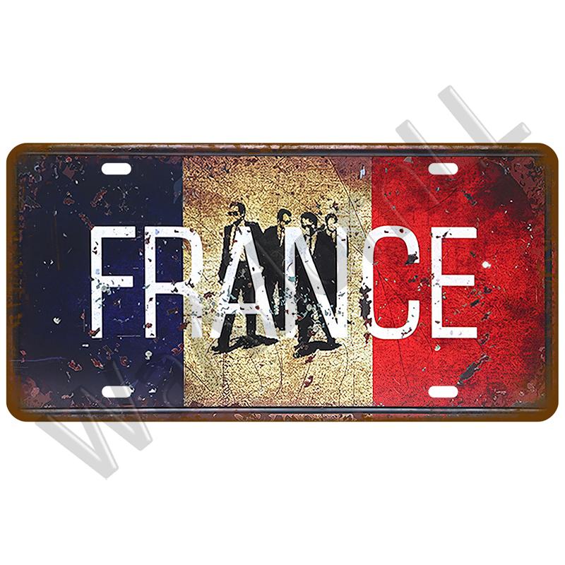 Металлический знак Германия США Флаг страны Франция Жестяная табличка Россия Испания Жестяная пластина для стены Домашний ресторан Ремесло Бар Декор