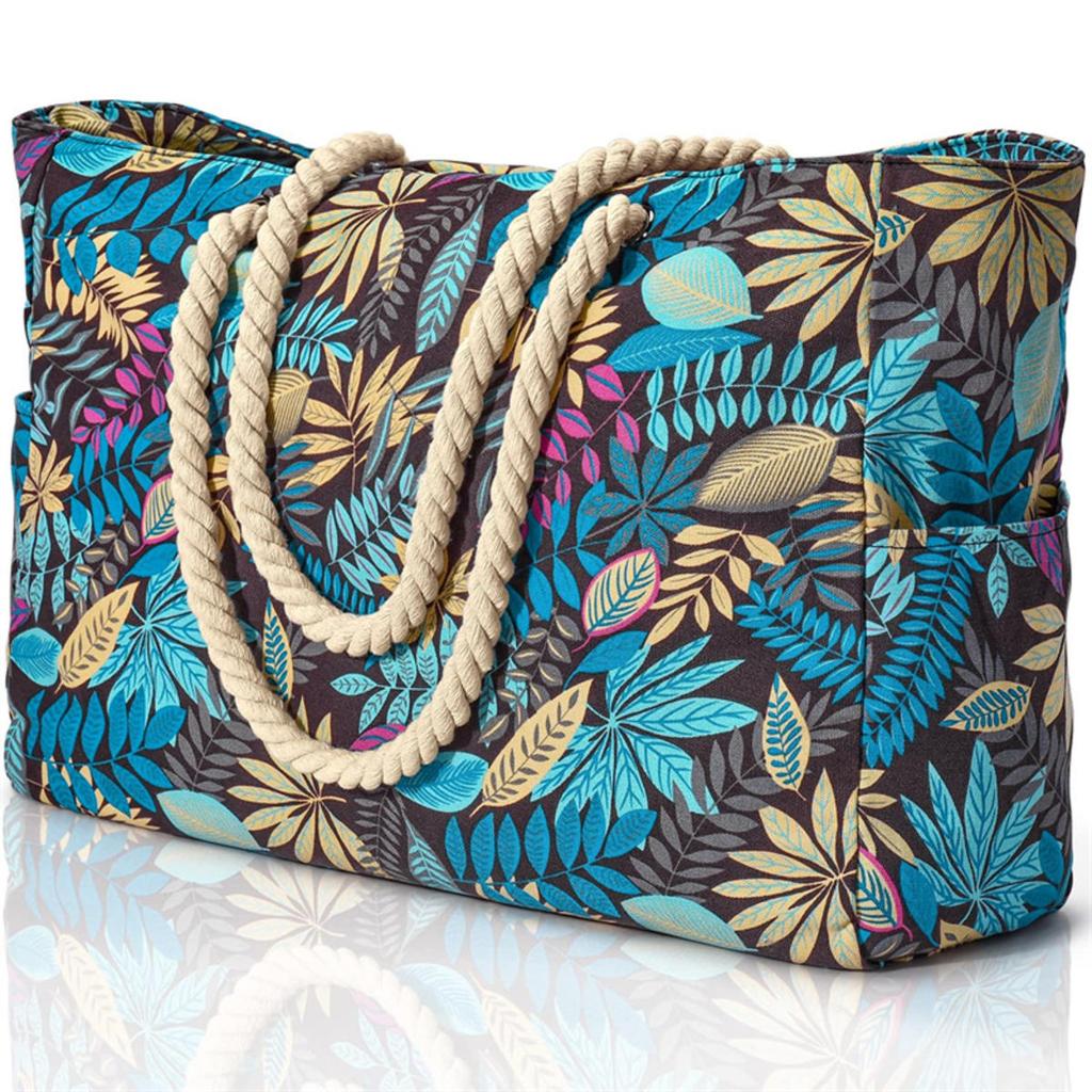 Women's Handbag Large Capacity Stripes Tote Pouch for Women Foldable Beach Bag Waterproof and Sand Resistant Travel Bag