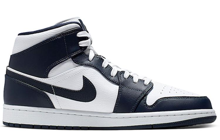 Jordan Air Jordan 1 Mid "Obsidian White" Men's Retro Basketball Shoes 554724-174