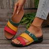 Large Size Beach Slippers with Color Blocked Slope Heel and Thick Sole, Women's 2025 Summer New Style with Exposed Toes