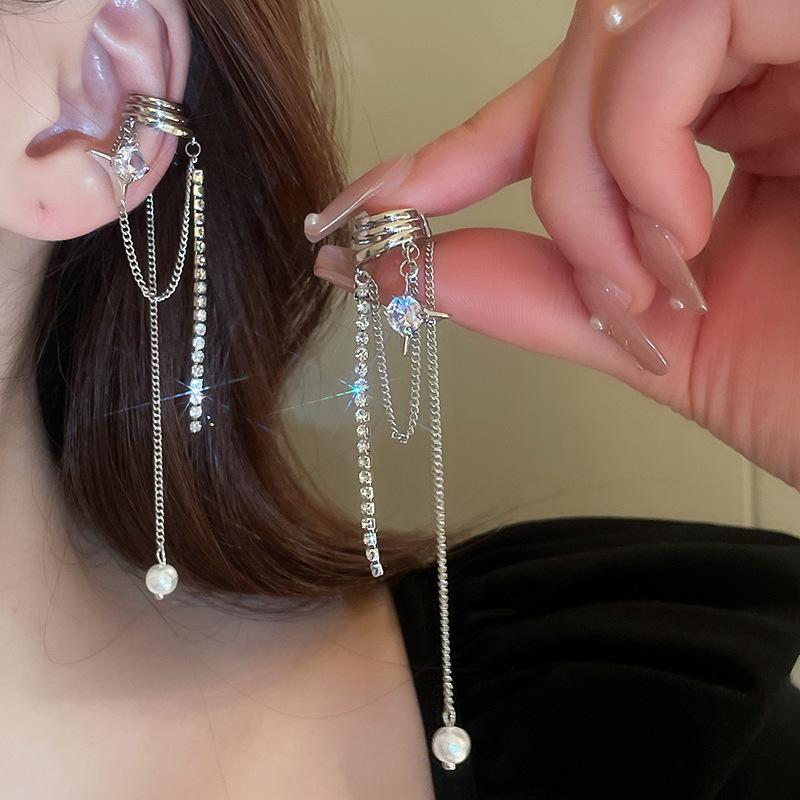Корейские клипсы для непроколотых ушей – классный дизайн с кисточками и жемчужными бабочками для женщин
