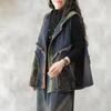 Women's Fall Hooded Splicing Loose Denim Vest Literary Retro Double Pocket Washed Jacket