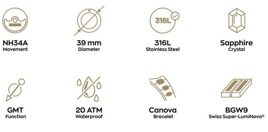 Venezianico Часы NEREIDE Автоматические Функция GMT Корпус 39 мм Водонепроницаемость до 20 АТМ 2 года гарантии Мужские GMT-3521502C Дайверские Диаметр