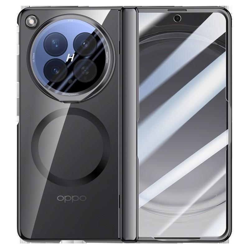 OPPO Find N6 Case With Magnetic Snap-On Design Built-in Kickstand Electroplated Finish Soft TPU Anti-Fingerprint Heat