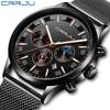 CRRJU New Men's Watch Multi-functional Chronograph Watch Stainless Steel Mesh Belt Men's Watch Fashion