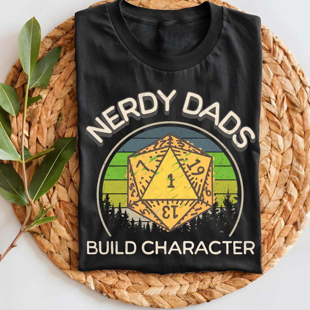 Retro Dice Gamer Tee: Funny Nerdy Dad Shirt