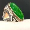 Кольцо из зеленого нефрита, кольцо из стерлингового серебра 925 пробы, мужское кольцо с печаткой, мужское обручальное кольцо, кольцо в подарок на помолвку, эффектное кольцо, подарок для нее, новогодний подарок