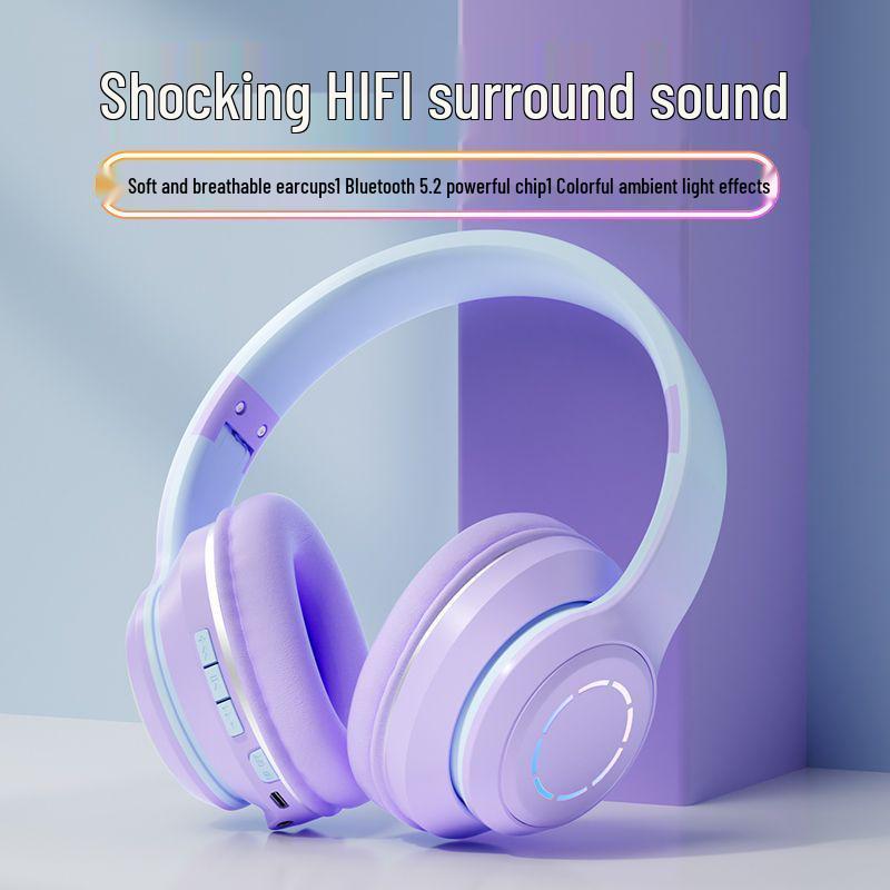 Беспроводная игровая гарнитура с шумоподавлением Bluetooth, полноразмерная, с мощным басом, совместима с телефонами Apple и Huawei