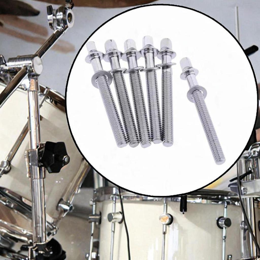6 Pieces Drum Tension Rods Lug Bolts Screws for Percussion
