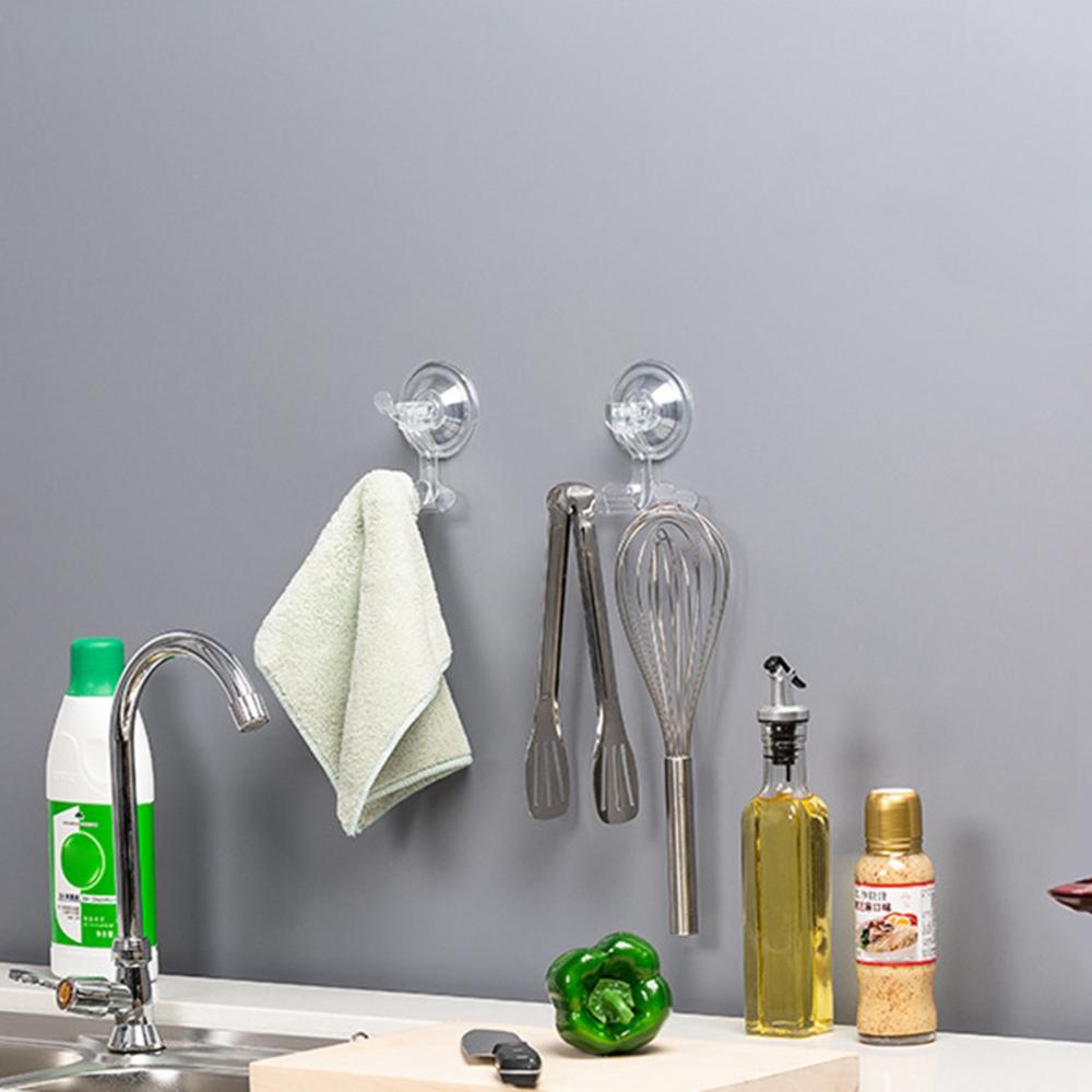 Home Kitchen Heavy Duty Seamless Clear Plastic Smooth Sucker Wall Hangers Holder Suction Hooks