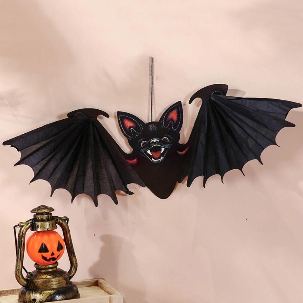 Bat Halloween Party Prop Spider Pumpkin Lantern Festive Halloween Paper Pendant  Kids Gift