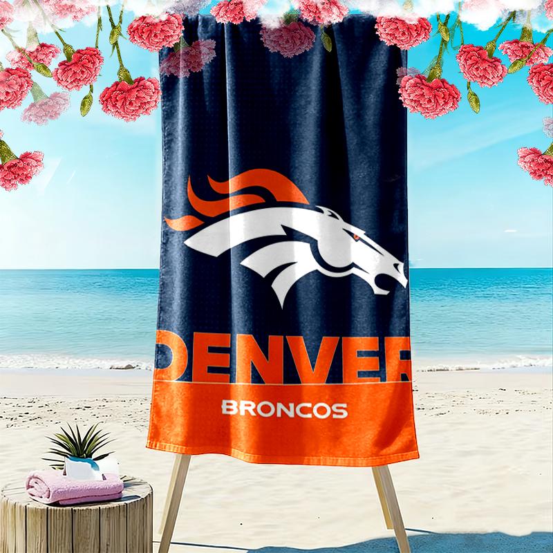 Denver Broncos Print Beach Towel, Large Soft Quick Dry Towel for Beach Camping Swimming