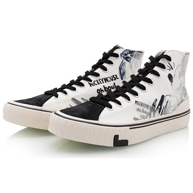 Disney x Li Ning Нескользящие Износостойкие Обувь для Баланса Высокие Кеды Женские Черный Бежевый Белый AGCQ324-1