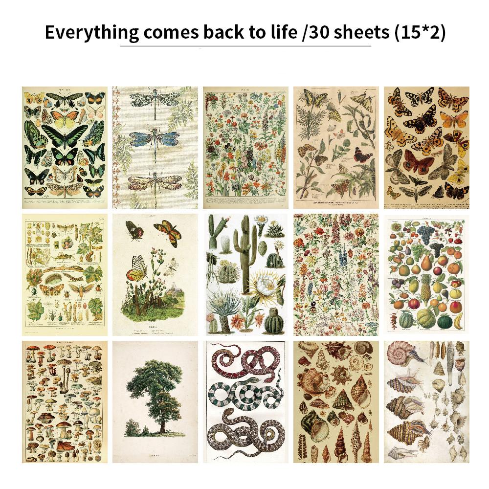 30Pcs American Vintage Style Magazine Newspaper Material Paper Scrapbooking Journal Book DIY Background Decoration Bottom Paper