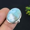 Caribbean Larimar Gemstone Handmade 925 Sterling Silver Jewelry Ring Size 7 k9S14