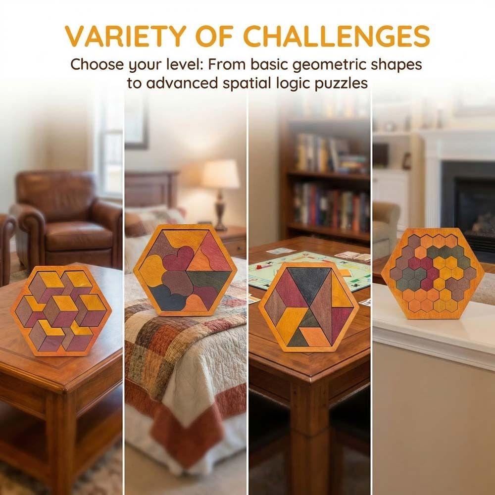 Challenges Wooden Tangram Puzzle Interactive Jigsaw Puzzle Board Boys Girls