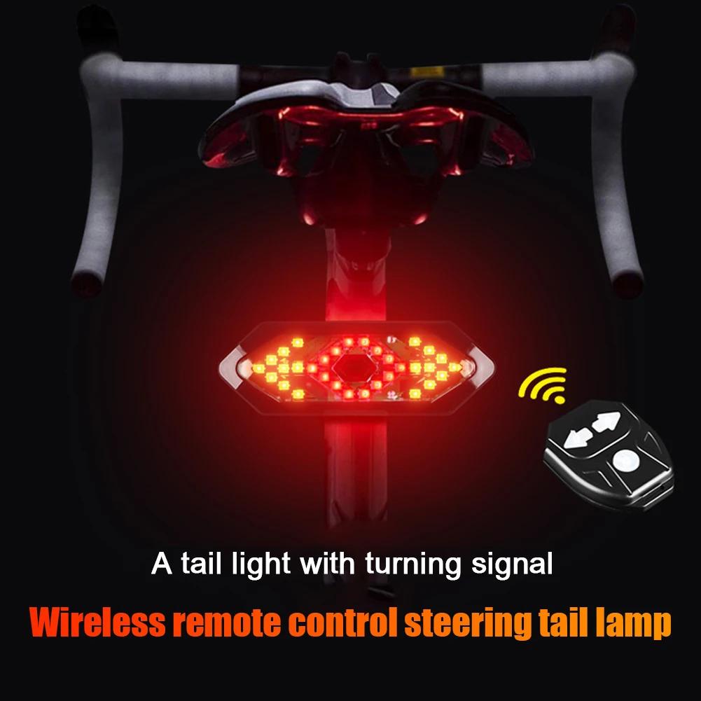 Wireless Turn Signal Rear Lamp Bike Horn Alarm USB Rechargeable Bicycle Warning Tail Light Remote Control for Night Riding