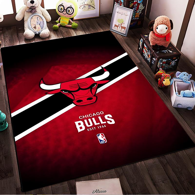 Логотип Chicago Bulls в красно-черном дизайне Нескользящий коврик, подходящий для гостиной и спальни диванов диванов