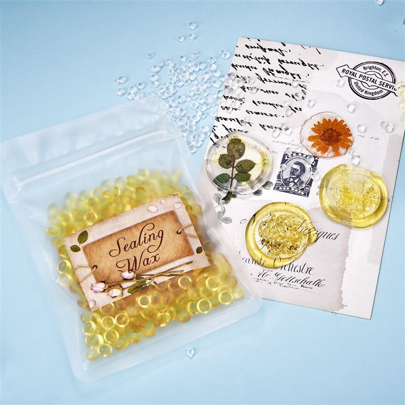 Прозрачные частицы воска из лака Янтарный золотой прозрачный лаковый клей Герметизирующий восковой клей DIY Самодельный конверт для запечатывания липкой лентой