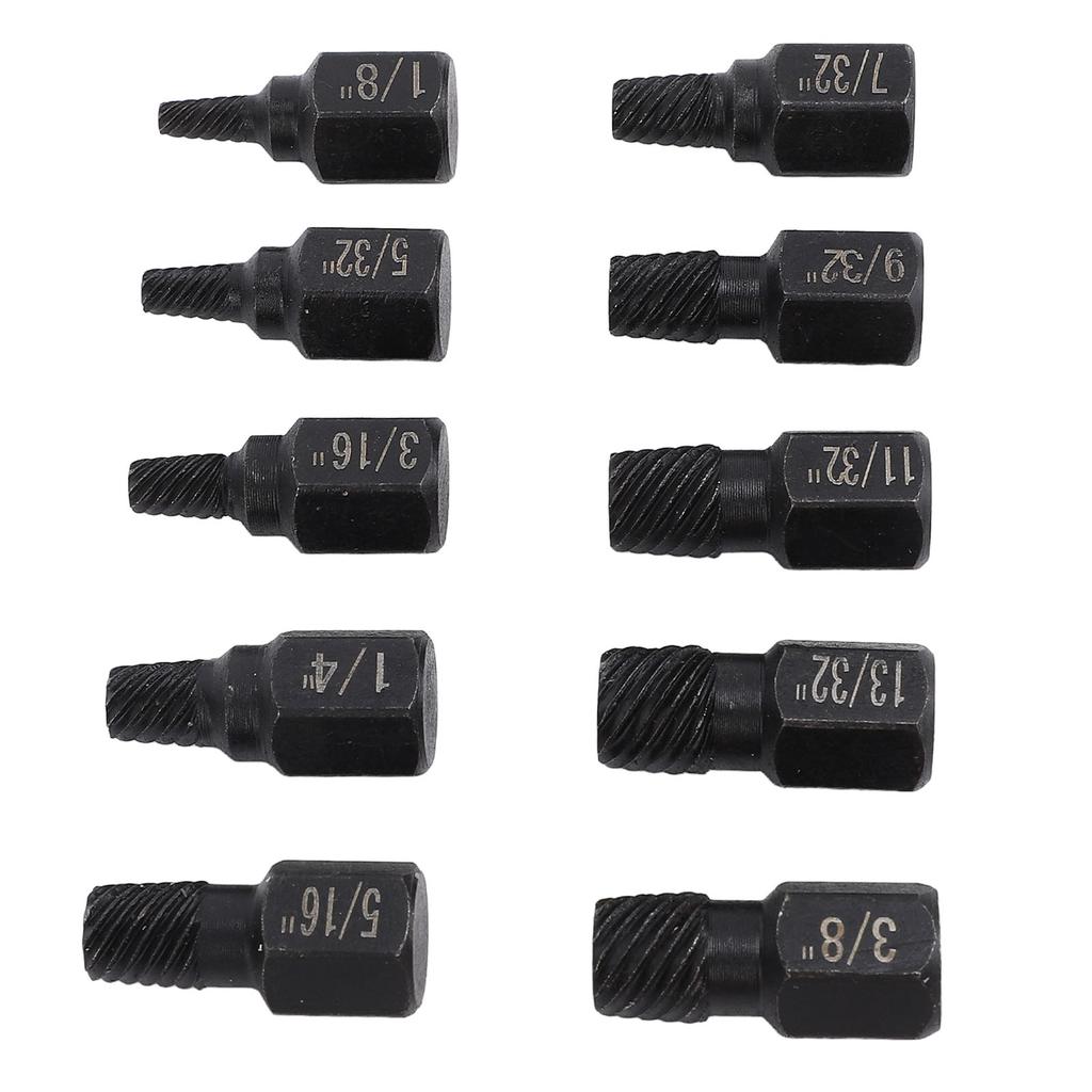 Набор из 10 поврежденных винтов, экстрактор для болтов с шестигранной головкой Cr V от 18 до 1332 дюймов