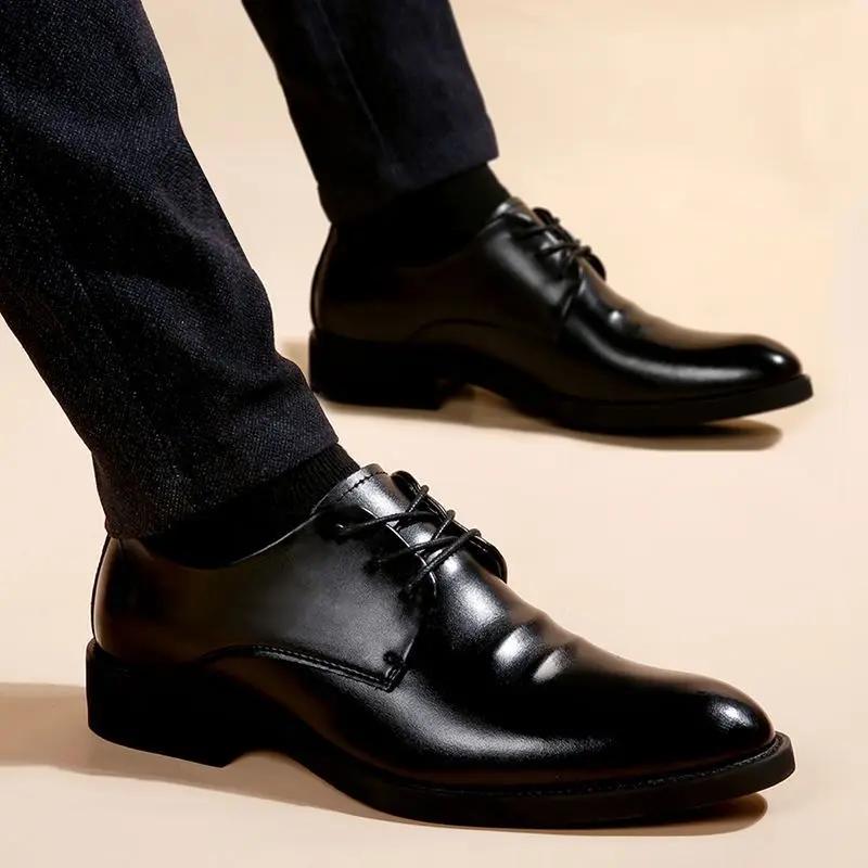 Men's Formal Shoes Black Pointed Toe Social Shoe Male High Quality Fashion Cheap Liquidation Luxury Designer Leather Casual 39
